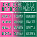 Custom Kelly Green Pink-White Gradient Line Sublimation Soccer Uniform Jersey
