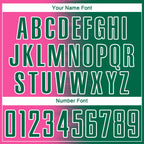 Custom Kelly Green Pink-White Gradient Line Sublimation Soccer Uniform Jersey
