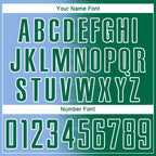 Custom Kelly Green Light Blue-White Gradient Line Sublimation Soccer Uniform Jersey