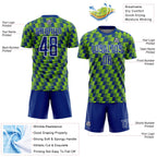 Custom Royal Neon Green-White Line Sublimation Soccer Uniform Jersey