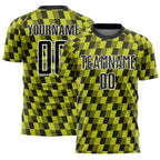 Custom Black Neon Yellow-White Line Sublimation Soccer Uniform Jersey