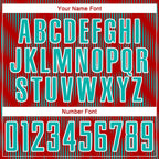 Custom Red Aqua-White Line Sublimation Soccer Uniform Jersey