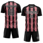 Custom Black Medium Pink-White Abstract Network Sublimation Soccer Uniform Jersey