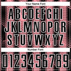 Custom Black Medium Pink-White Abstract Network Sublimation Soccer Uniform Jersey