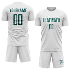 Custom White Midnight Green Sublimation Soccer Uniform Jersey