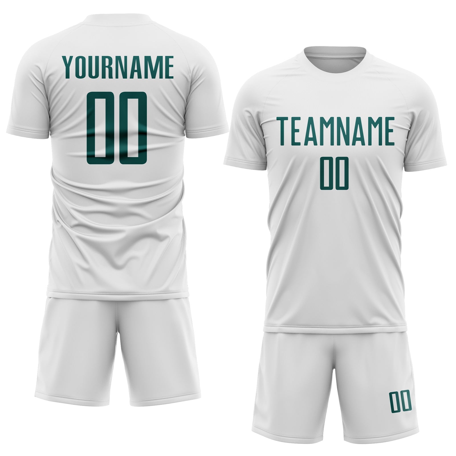 Custom White Midnight Green Sublimation Soccer Uniform Jersey