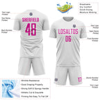 Custom White Deep Pink Sublimation Soccer Uniform Jersey