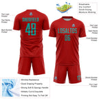 Custom Red Aqua Sublimation Soccer Uniform Jersey