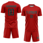 Custom Red Midnight Green Sublimation Soccer Uniform Jersey