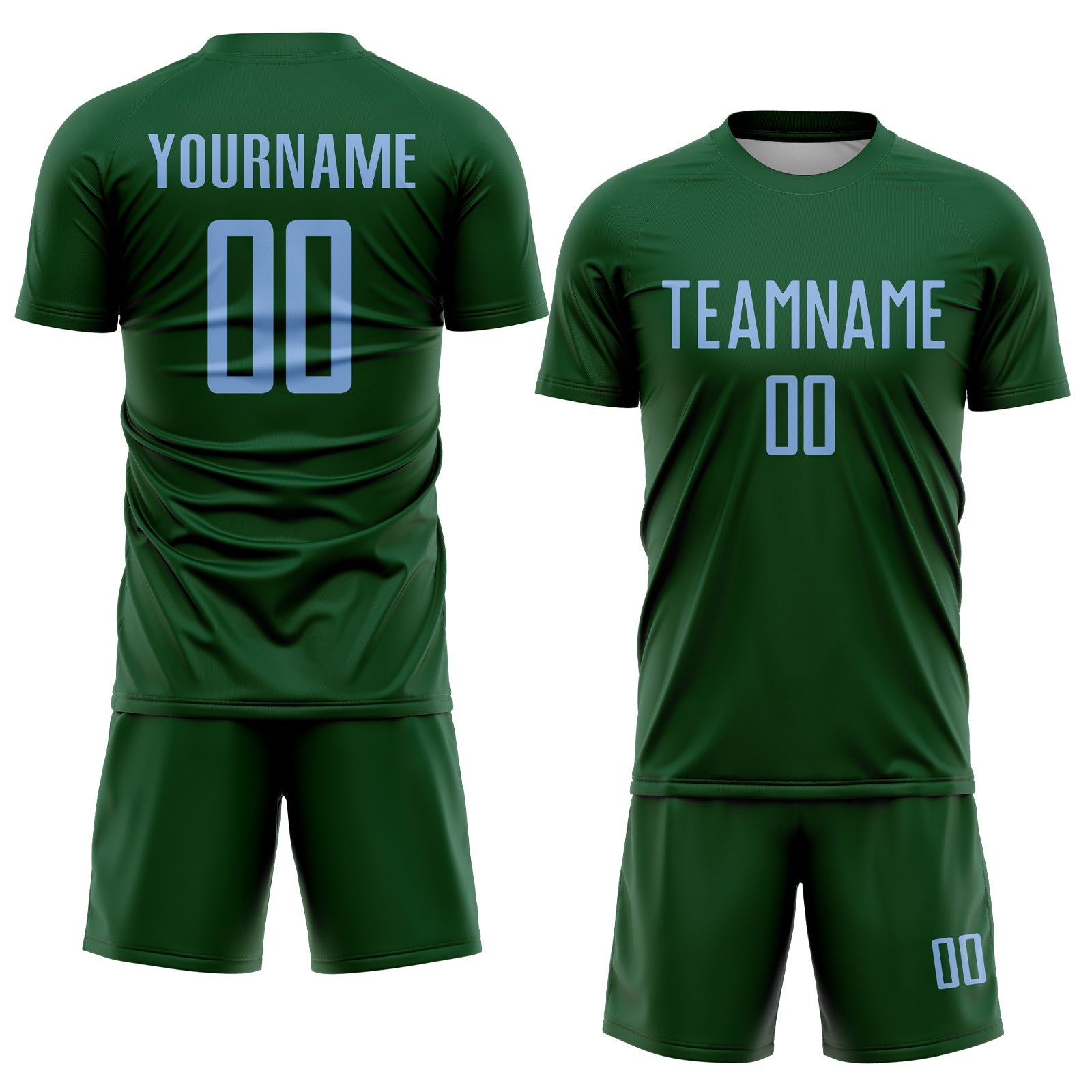 Custom Green Light Blue Sublimation Soccer Uniform Jersey