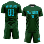 Custom Green Lakes Blue Sublimation Soccer Uniform Jersey