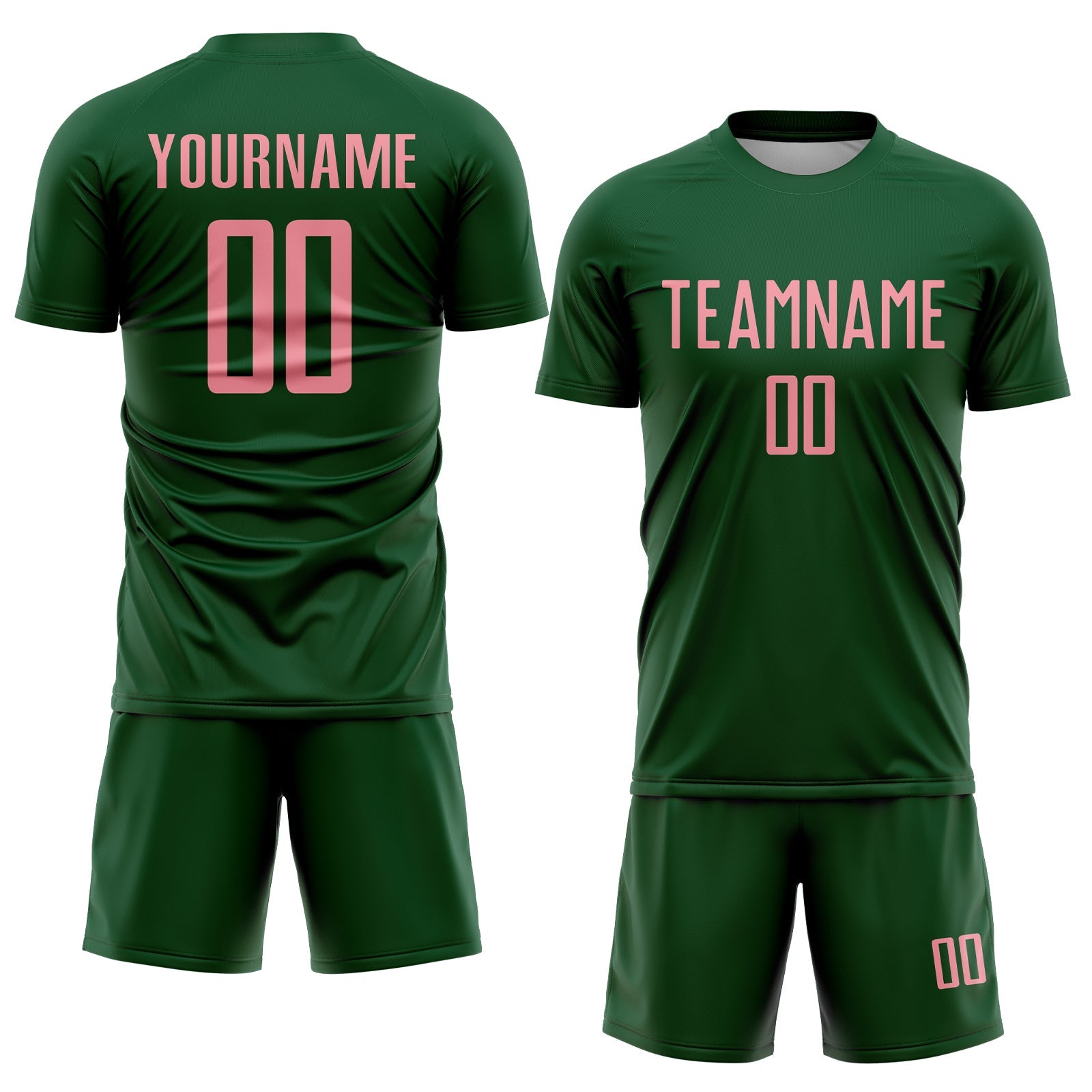 Custom Green Medium Pink Sublimation Soccer Uniform Jersey
