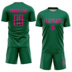 Custom Kelly Green Hot Pink Sublimation Soccer Uniform Jersey