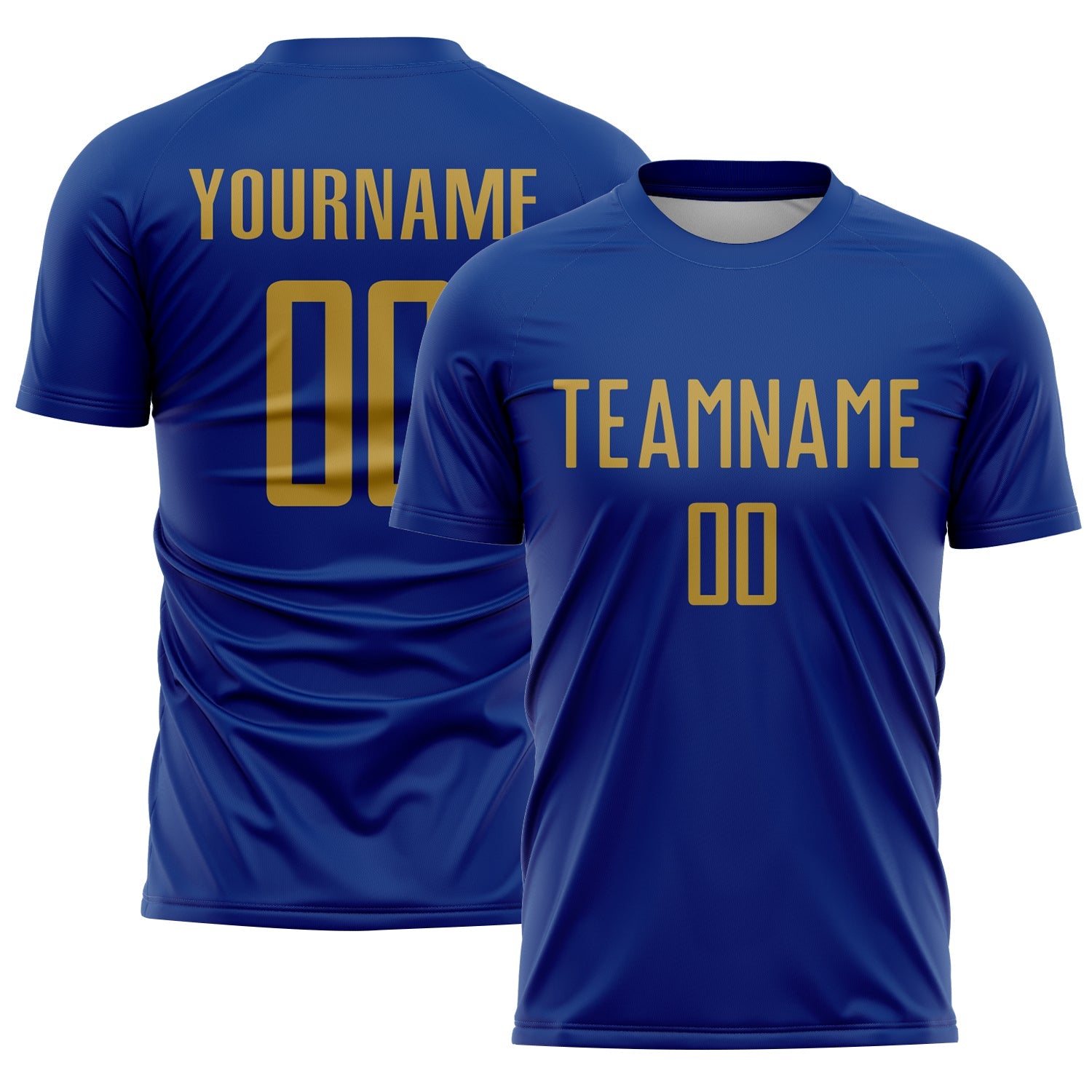 Custom Royal Old Gold Sublimation Soccer Uniform Jersey