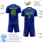 Custom Royal Neon Green Sublimation Soccer Uniform Jersey