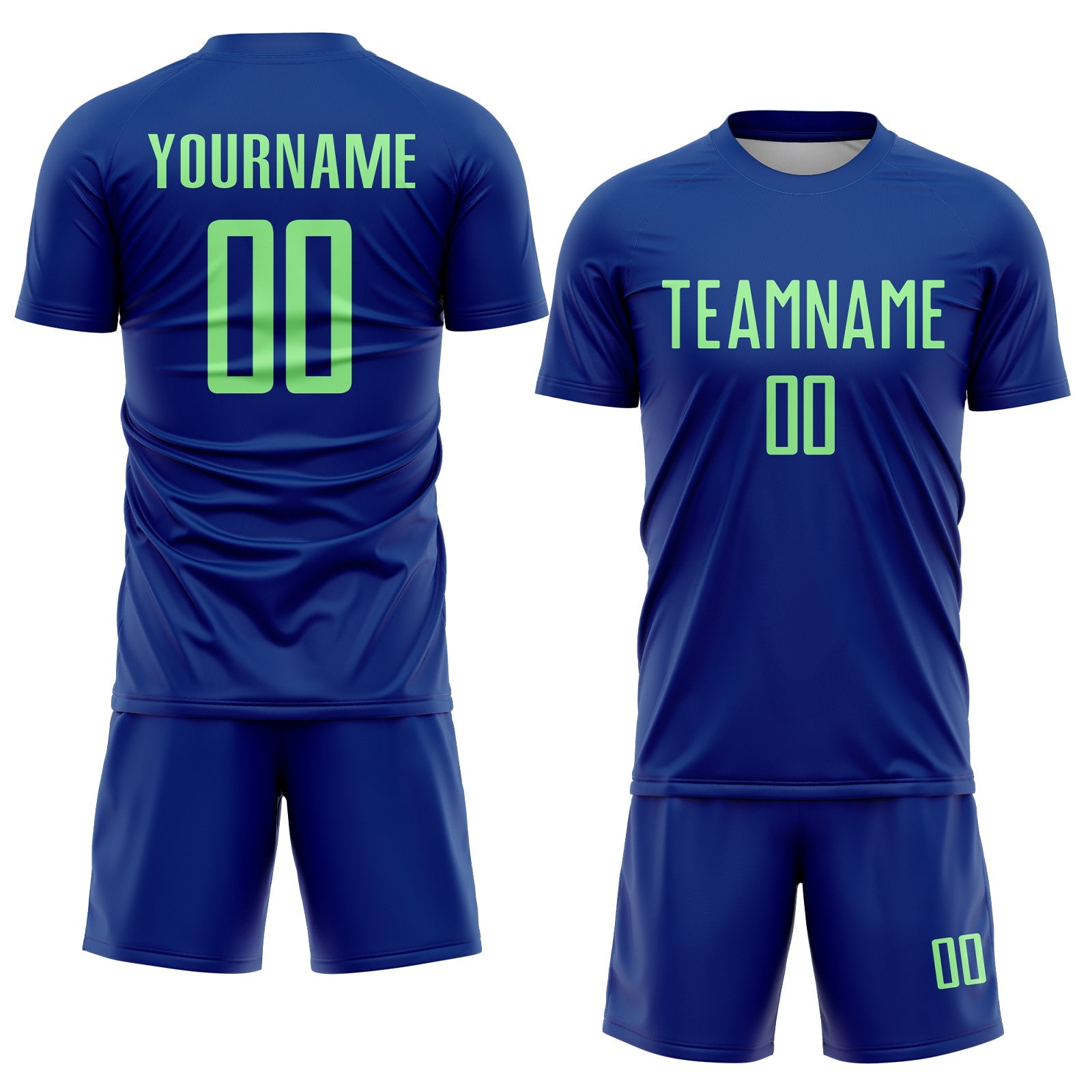 Custom Royal Pea Green Sublimation Soccer Uniform Jersey