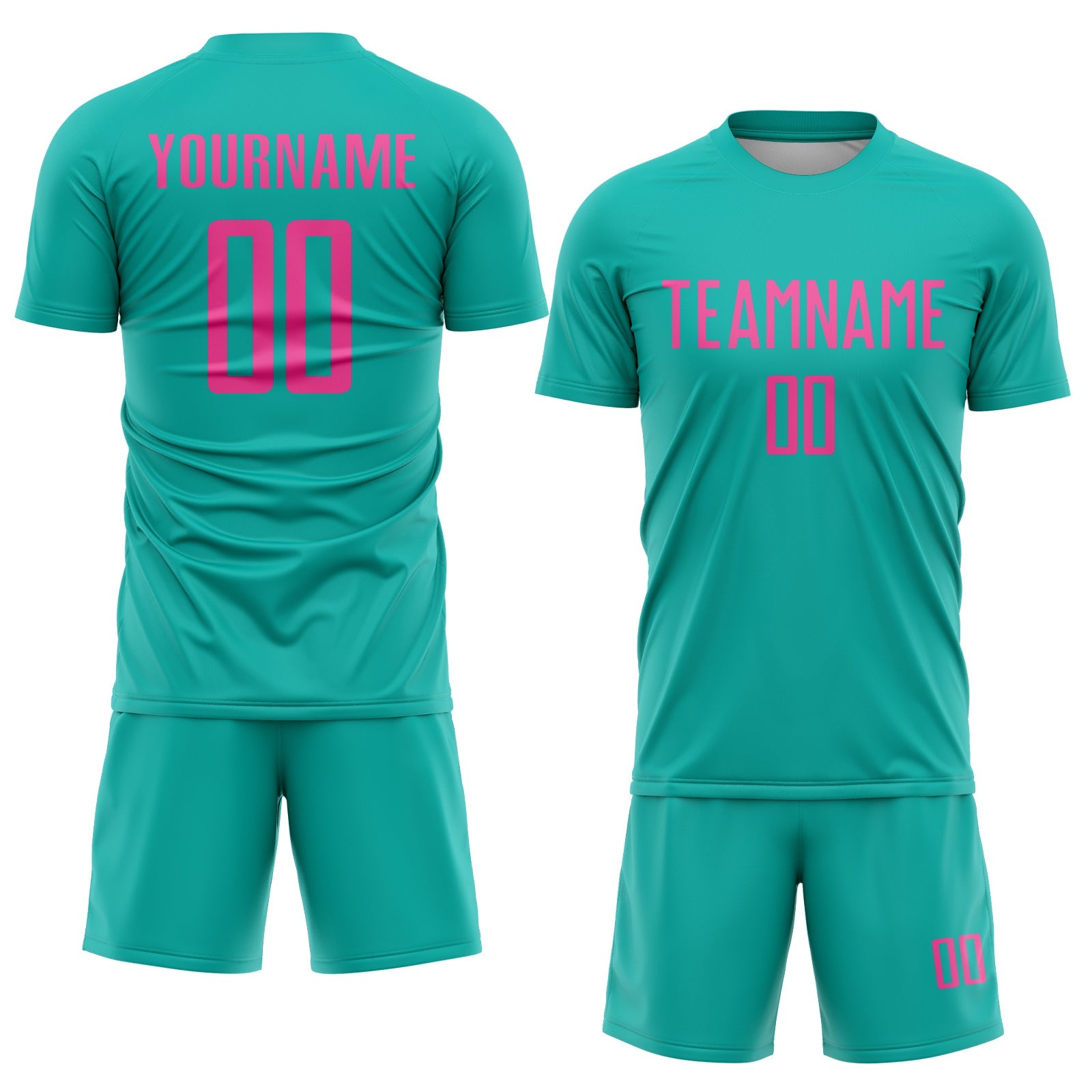 Custom Aqua Pink Sublimation Soccer Uniform Jersey