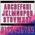 Custom White Pink Thunder Blue-Black Gradient Geometric Shape Sublimation Soccer Uniform Jersey