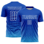 Custom Royal Sky Blue-White Geometric Shape Sublimation Soccer Uniform Jersey
