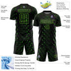 Custom Black Aurora Green Geometric Shape Sublimation Soccer Uniform Jersey