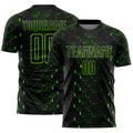 Custom Black Aurora Green Geometric Shape Sublimation Soccer Uniform Jersey