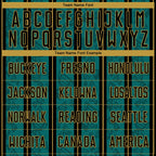 Custom Teal Black-Old Gold Stripe Line Sublimation Soccer Uniform Jersey