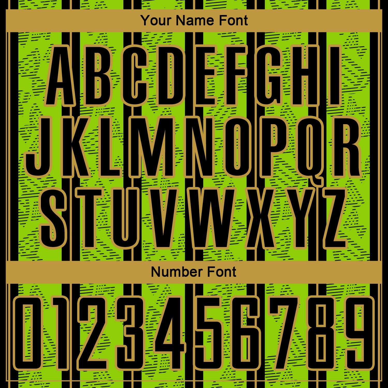 Custom Neon Green Black-Old Gold Stripe Line Sublimation Soccer Uniform Jersey