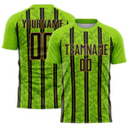 Custom Neon Green Black-Old Gold Stripe Line Sublimation Soccer Uniform Jersey
