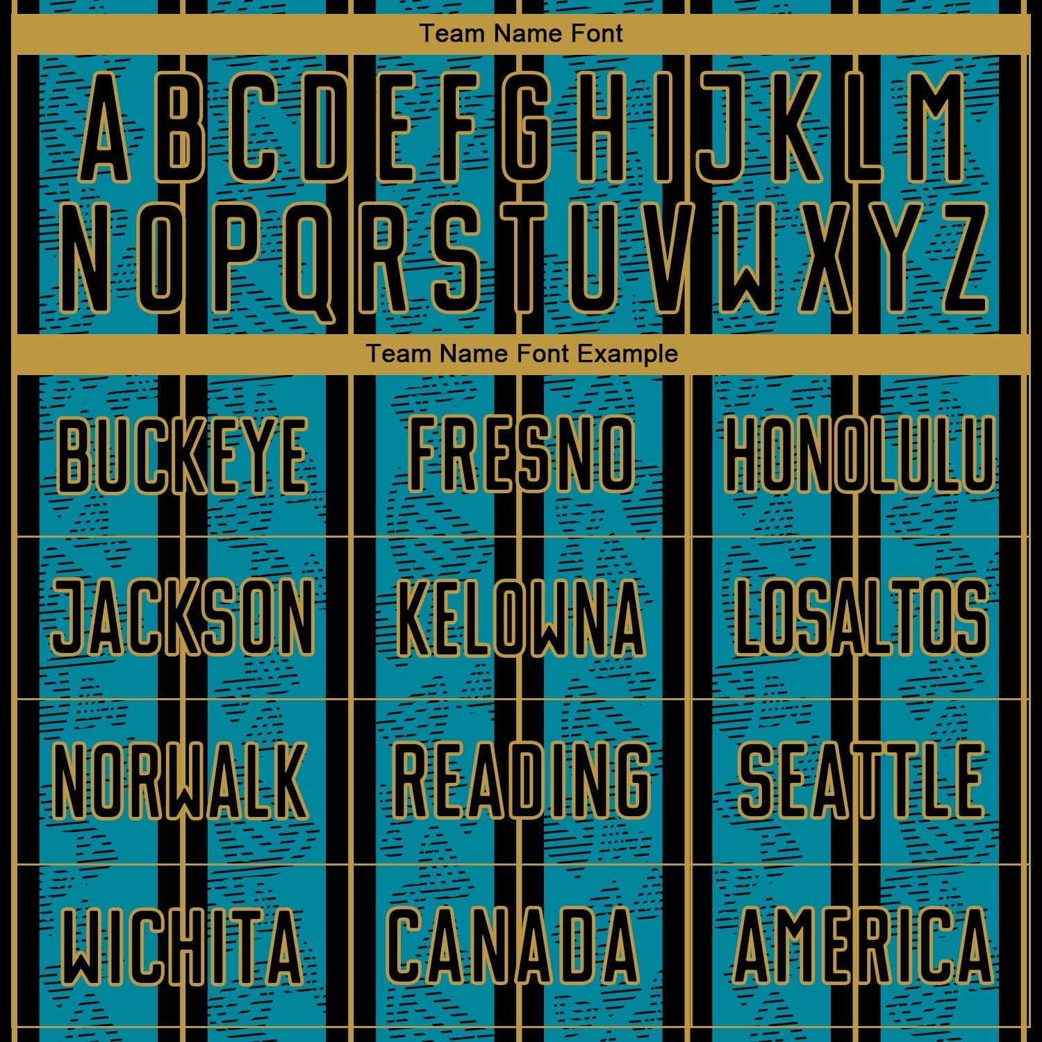 Custom Teal Black-Old Gold Stripe Line Sublimation Soccer Uniform Jersey