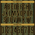 Custom Olive Black-Old Gold Stripe Line Sublimation Salute To Service Soccer Uniform Jersey