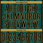 Custom Midnight Green Black-Old Gold Stripe Line Sublimation Soccer Uniform Jersey