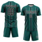 Custom Midnight Green Black-White Stripe Sublimation Soccer Uniform Jersey