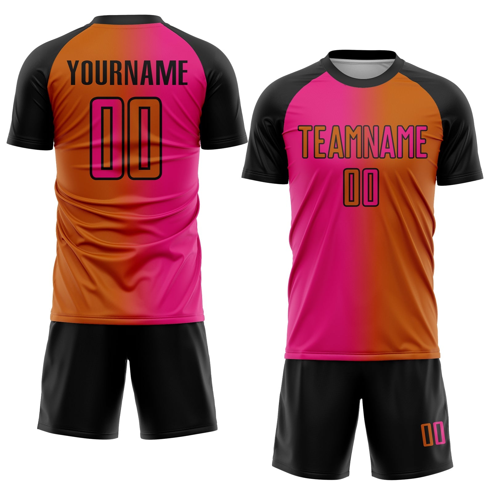 Custom Texas Orange Hot Pink-Black Sublimation Gradient Fashion Soccer Uniform Jersey