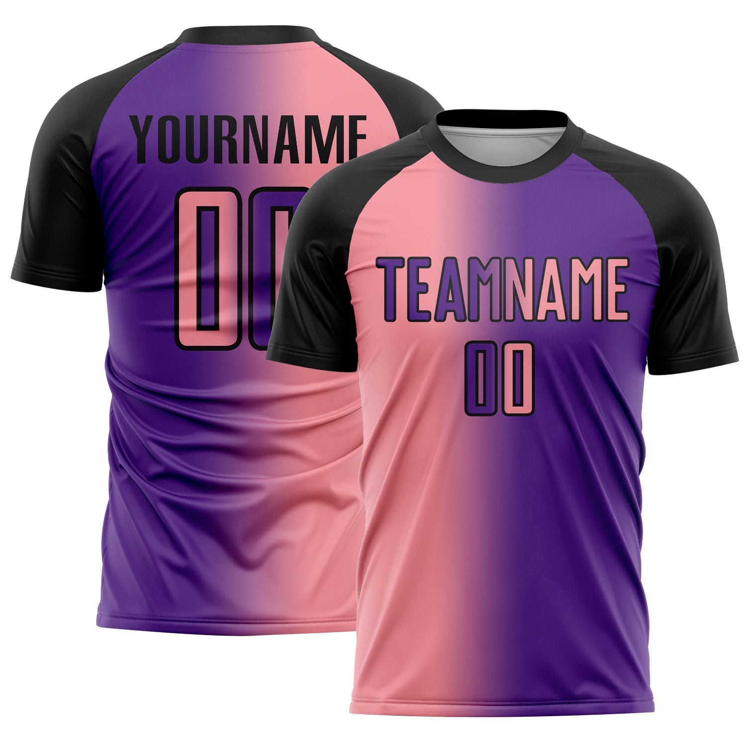 Custom Purple Medium Pink-Black Sublimation Gradient Fashion Soccer Uniform Jersey