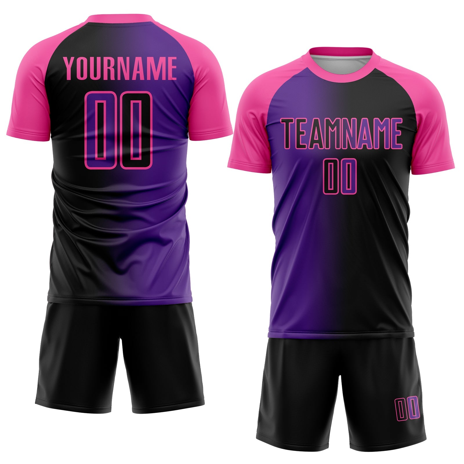 Custom Black Purple-Pink Sublimation Gradient Fashion Soccer Uniform Jersey