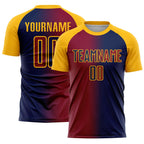 Custom Navy Maroon-Gold Sublimation Gradient Fashion Soccer Uniform Jersey