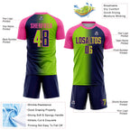 Custom Navy Neon Green-Pink Sublimation Gradient Fashion Soccer Uniform Jersey