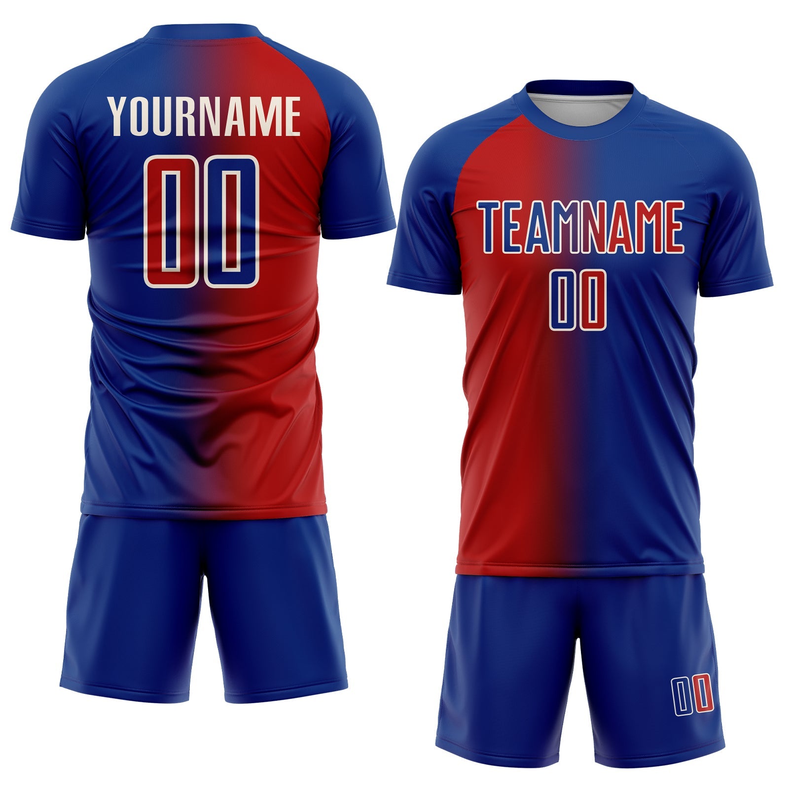 Custom Royal Red-Cream Sublimation Gradient Fashion Soccer Uniform Jersey