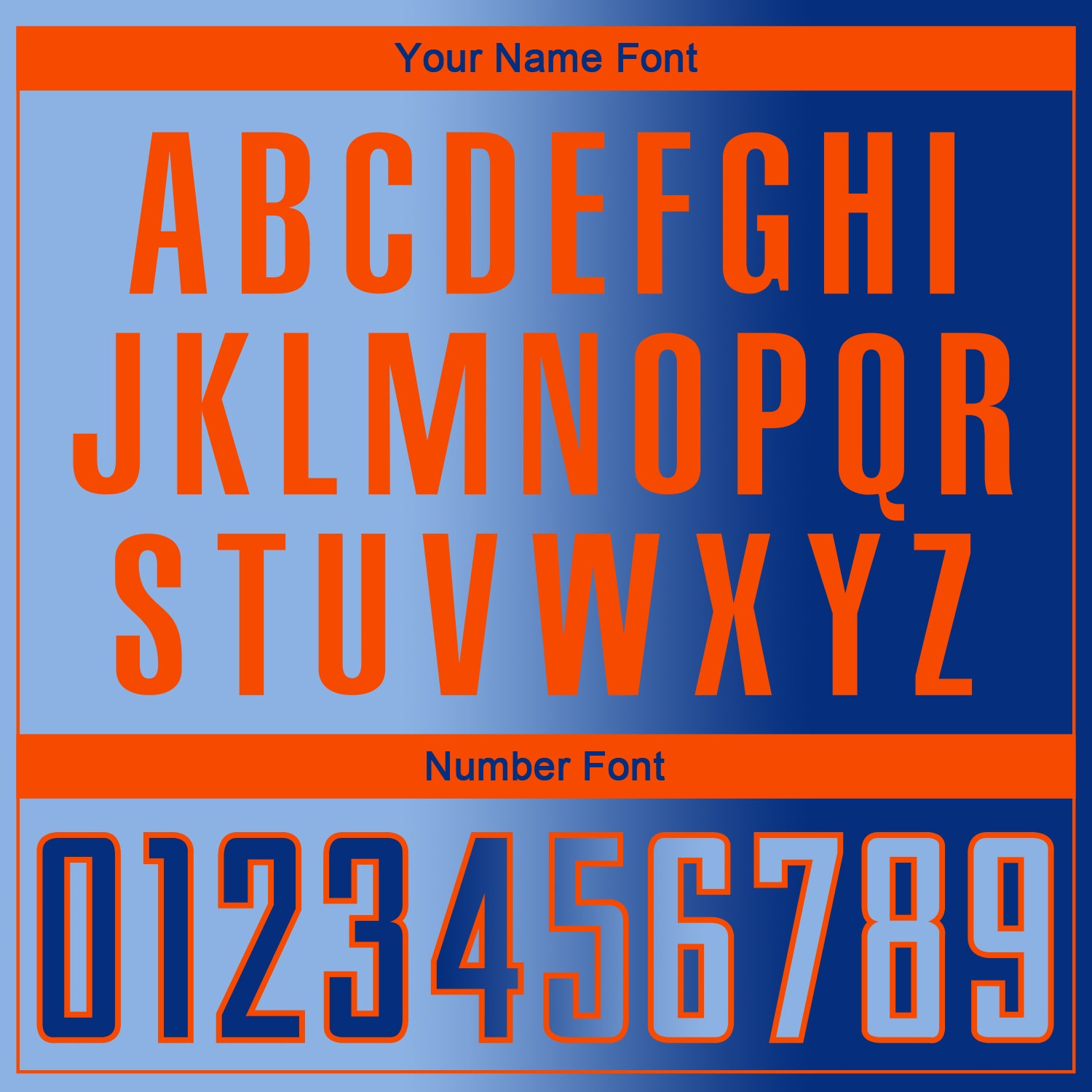 Custom Royal Light Blue-Orange Sublimation Gradient Fashion Soccer Uniform Jersey