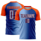 Custom Royal Light Blue-Orange Sublimation Gradient Fashion Soccer Uniform Jersey