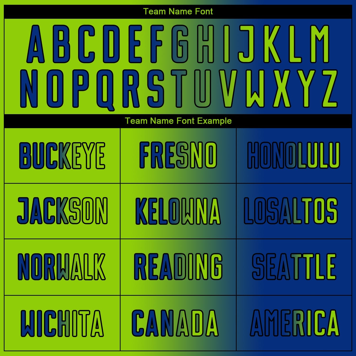 Custom Royal Neon Green-Black Sublimation Gradient Fashion Soccer Uniform Jersey