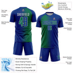 Custom Royal Kelly Green-Gray Sublimation Gradient Fashion Soccer Uniform Jersey