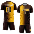 Custom Brown Gold-Cream Sublimation Gradient Fashion Soccer Uniform Jersey