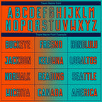 Custom Aqua Orange-Navy Sublimation Gradient Fashion Soccer Uniform Jersey