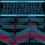 Custom Black Sky Blue Gradient Arrow Geometric Shapes Sublimation Soccer Uniform Jersey