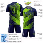 Custom Navy Neon Green Line Sublimation Soccer Uniform Jersey