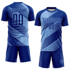 Custom Royal Light Blue Line Sublimation Soccer Uniform Jersey