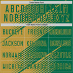 Custom Kelly Green Old Gold Line Sublimation Soccer Uniform Jersey