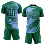Custom Kelly Green Light Blue Line Sublimation Soccer Uniform Jersey