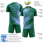 Custom Kelly Green Light Blue Line Sublimation Soccer Uniform Jersey